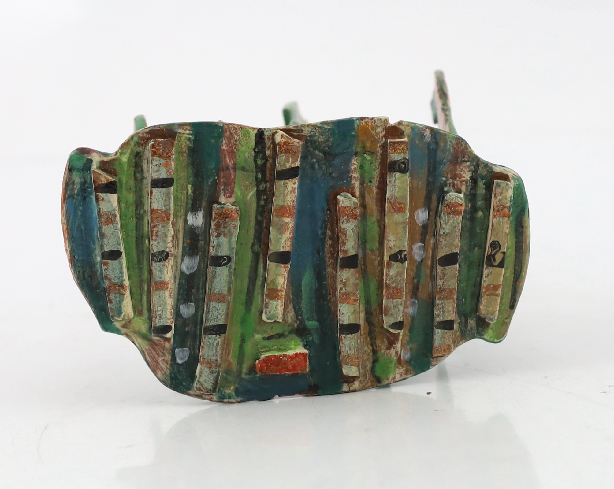 § Angus Suttie (1946-1993), a multi coloured glazed pottery toast rack